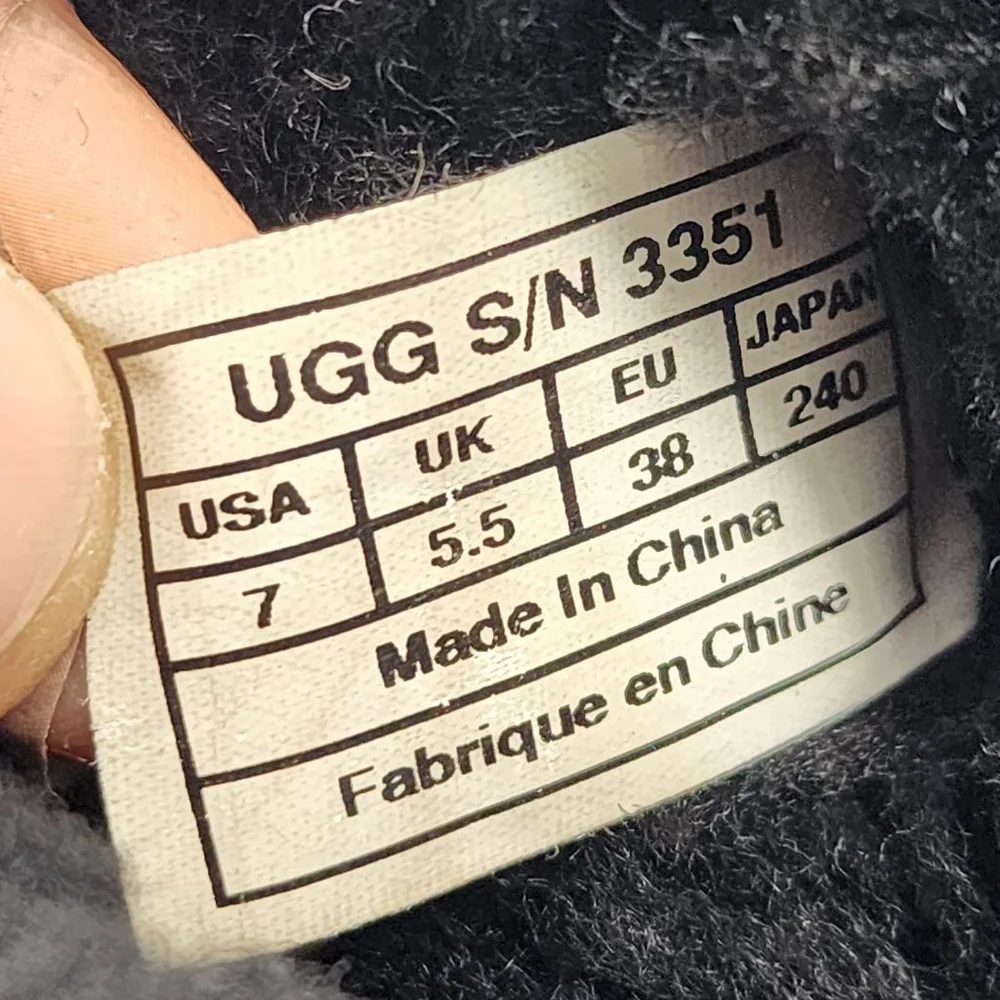 UGG Bailey Black Silver Sparkle‎ Shearling Sheepskin Winter Boots Size 7